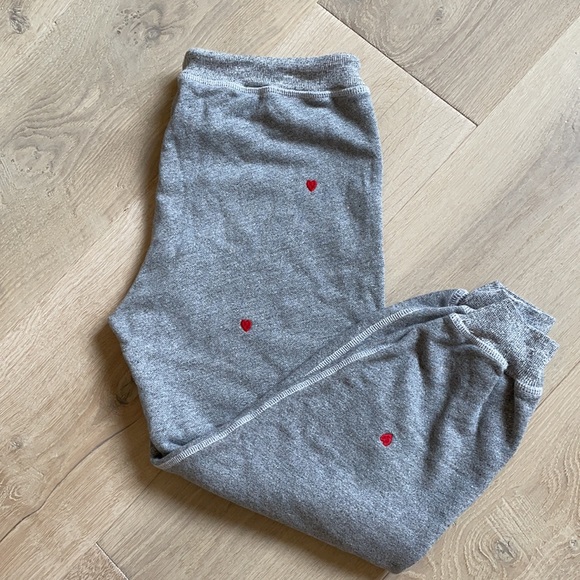 THE GREAT. Grey Embroidered Hearts Joggers. Size 1 - Picture 2 of 6